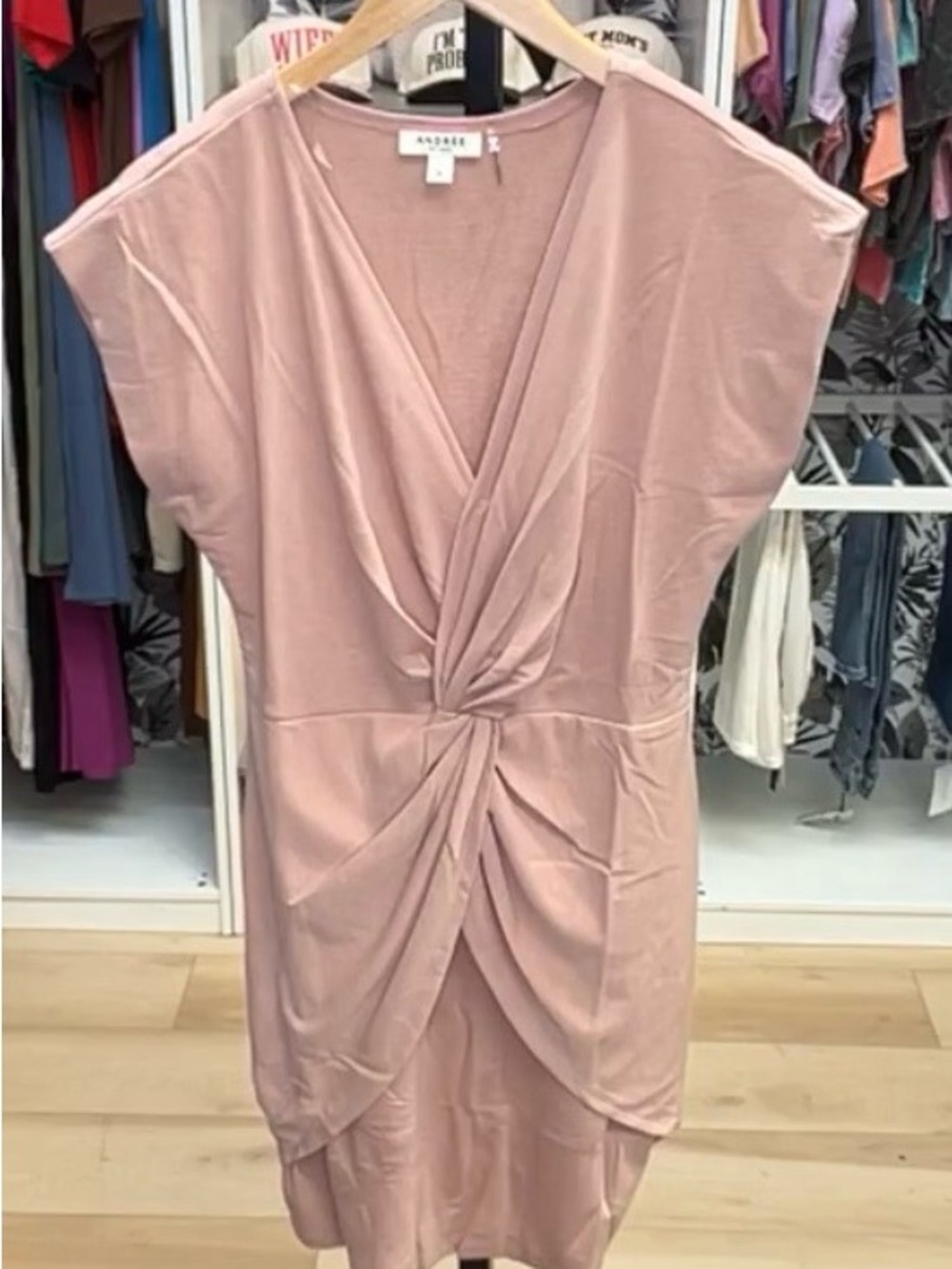 Twist-Front Mini Dress in Blush Pink